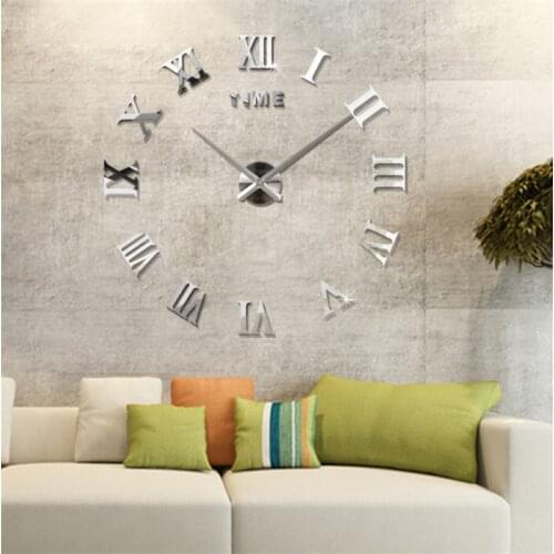 2021 Wall Clock New House Decoration Clock Quartz 3d Digital Large Clock Mute Acrylic Mirror Wall Sticker Clock