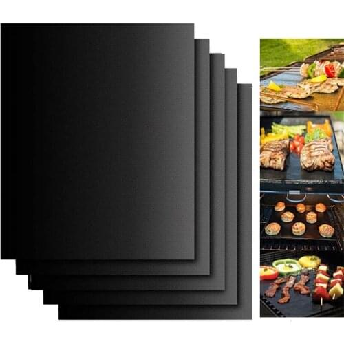 5 Pcs Non-stick BBQ Grill Mats 15.75*13in Baking Mat Barbecue Outdoor Tools for Cooking Grilling Heat Resistance Easily Cleaned