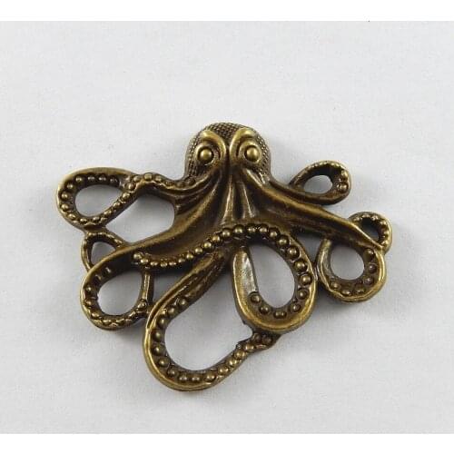 5pcs/lot Creative Octopus Man Necklace Pendant Bronze Alloy Punk Bracelet Animal Charms 43*35mm Jewelry Making Crafts 51669