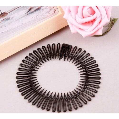 5Pcs Plastic Full Circle Stretch Flexible Comb Teeth Headband Hair Hoop Band Clip Hairband For Face Wash Fixed Hair Accessories