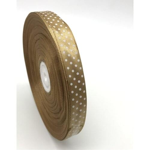 5Yards/lot 5/8" 15mm Brown Printing Polka Dot Satin Ribbon Hair Bow Party Christmas Wedding Decoration DIY Sewing Craft