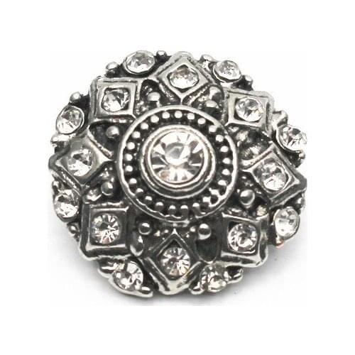 6pcs/lot Round Flower Snap Buttons Crystal Vintage Snap Charms Fit 18mm DIY Ginger Snap Bracelets Bangle Jewelry Making