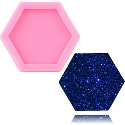 Shiny Glossy Square Hexagon Keychain Silicone Mold Jewelry Making Epoxy Resin Mould DIY Handmade Charms Custom Keychains Molds