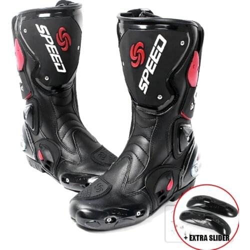 Mens Motorcycle Professional Racing boots Motocross Microfiber Leather High Cylinder Protective Gear protection boot 4 seasons
