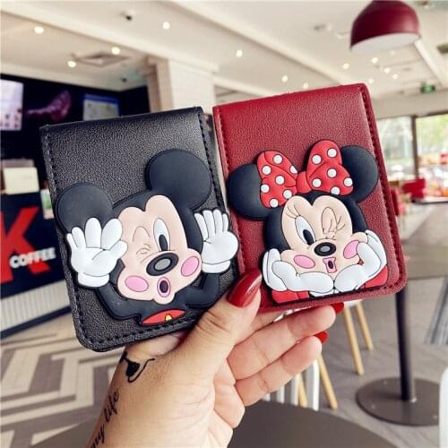 Disney Cartoon Mickey Mouse ID Card Holders Student Campus Card PU Bag Womens ID Credit Card Holder Cover Driver License Bag