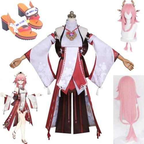 Genshin Impact Yae Ba Zhong Shen Zi Lovely Game Suit Uniform Ba Zhong Shen Zi Cosplay Costume Halloween Carnival Party Outfit