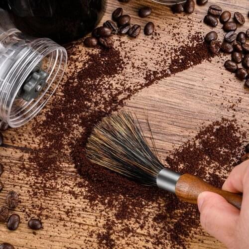 Walnut Coffee Grinder Clean Brush With Natural Bristles Cleaner Lanyard Tool Machine Brush Barista Home Kitchen Coffee Supp C7R6