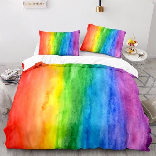 Colorful Rainbow Bedding Set Single Twin Full Queen King Size Rainbow Bed Set Childrens Kid Bedroom Duvetcover Sets 3D Print 01