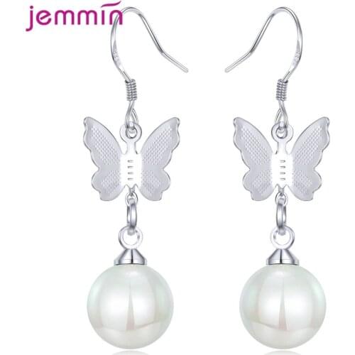 Cute Fashion Pearl Jewelry S925 Silver Butterfly Tassel Irregular Hook Drop Earrings For Women Trendy Dangle Earrings Pendientes