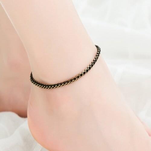 Fashion Gold Anklets Women Simple Multilayer Chain Summer Sandals Beads Foot Jewelry Layered leg Chain Copper Alloy Anklet