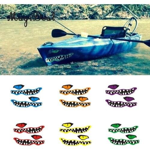 MagiDeal New 1 Pair River Monster Mouth&Eye Vinyl Decal Stickers for Kayak Canoe Fishing Boat Car Truck Yaht Dinghy Window Decor