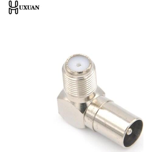NEW 1pcs 90 Degree Right Angled TV Aerial Cable Connector RF Coaxial F Female Socket to TV Male Plug Coaxial Connector