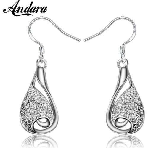 New 925 Sterling Silver Earrings Water Drop Zircon Crystal Earrings Woman Jewelry Gift