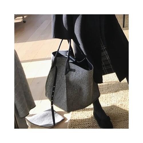 NEW Large Women Woolen Canvas Bags Design Handbag Soft Warm Cloth Fabric Big Tote Ladies Casual Female Crossbody Shoulder Bag