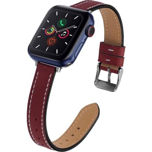 For apple watch 6 se 40mm 44mm band Slim Leather strap for iwatch series 6 5 4 3 38mm 42mm bands women wrist