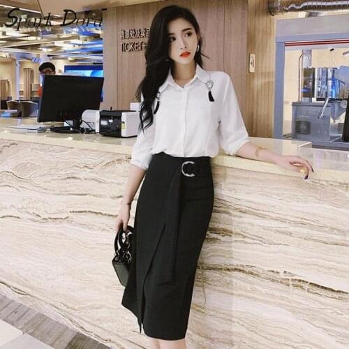 SparkDora Spring 2020 High Waist Irregular Split Mid Length One-step Skirt Package Skirt A-line Skirt Half Skirt Work Clothes