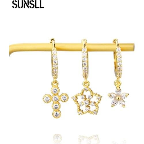SUNSLL Boho Earrings For Women Round Circle Zircon Rhinestone Gold Plated Hoop Earrings Fashion Jewelry Accessories 2021 Trend