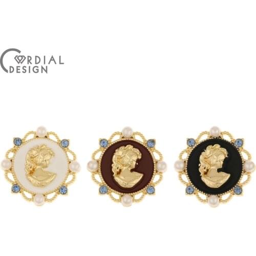 Cordial Design 50Pcs 24*24MM Jewelry Accessories/Rhinestone Pendant/Paint Effect/Hand Made/Imitation Pearl/DIY/Earring Findings