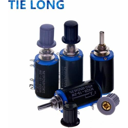WXD3-13-2W Wirewound Potentiometer Resistance 100R 470R 1K 4.7K 10K 22K 47K 100KΩ Ohm Linear Rotary Potentiometer with Knob