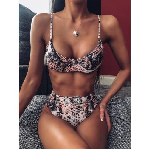 Leopard High waist bikinis 2020 Mujer Swimwear women Push up bathing suit Belt summer bathers High cut Swimsuit Female Biquini