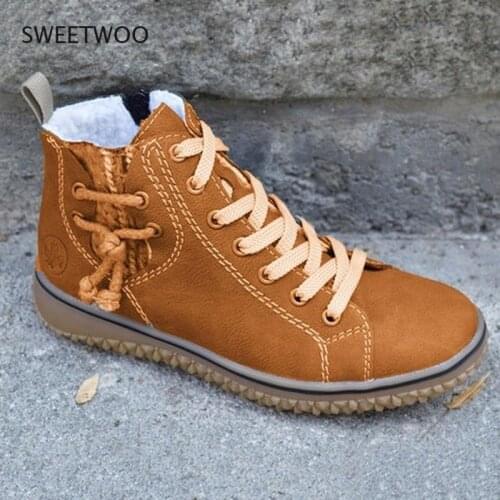 2021 Plus Size Ankle Boots Women Platform Low Heels Womens Boots Buckle Shoes Thick Heel Short Boot Ladies Drop Shipping