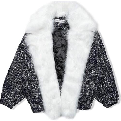 Winter Coats Women 2020 New European Fashion Plaid Fur Coat Female Oversize Woolen Trench Coats chaquetas mujer LX2402