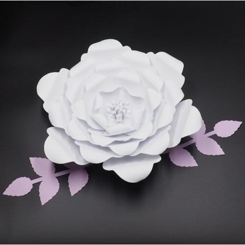 1Piece Flower+2PCS Leaves Giant Large Paper Flowers Backdrop Wall Decor Wedding Arch Handcrafted Flowers Artificial Flowers