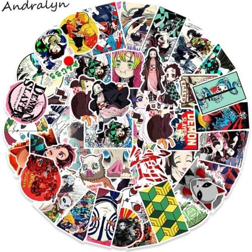 10/50Pcs/pack Demon Slayer Kimetsu No Yaiba Anime Stickers For Kids Laptop Skateboard Luggage Refrigerator Notebook Helmet Phone