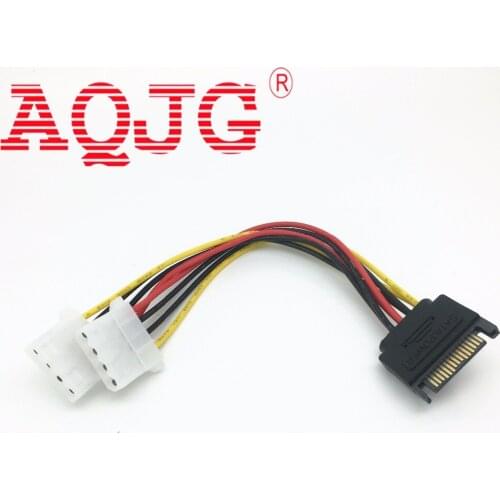 10pcs New dual 2 port IDE 4Pin Female to SATA 15p Male Y Splitter 10cm Power supply Extension Cable for 2.5 Hard Disk Drive HDD