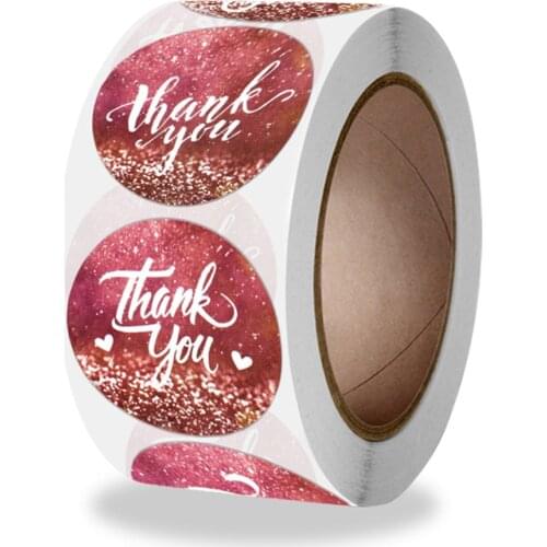 100-500pcs colorful thank you sticker with heart for envelope sealing labels business package decoration party wedding supply