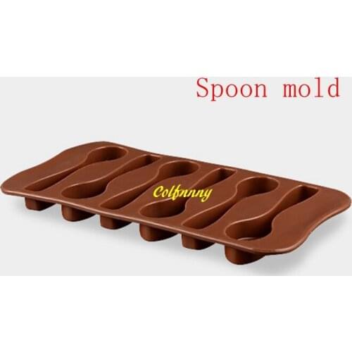 100pcs/lot Fast Shipping 6 Spoons Shape Chocolate Molds Silicone DIY Cake Decoration Moulds Jelly Ice Baking Mould Cake Mold