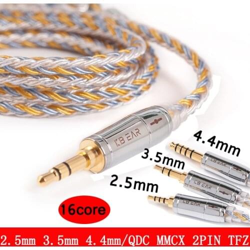 16 Core Upgraded Silver Plated Copper Cable 2.5/3.5/4.4MM With MMCX/2pin/QDC TFZ Connector For KZ ZS10Pro ZSN AS16 ZSX