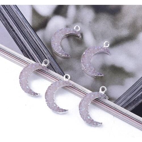 2pcs Bohemia Moon Necklace Earring Resin Charms Pendant Diy Jewelry Findings Crescent Bracelet Choker Handmade Accessory Gift