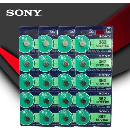 20pc Sony 100% Original 362 SR721SW V362 GP62 AG1 1.55V Silver Oxide Watch Battery SR721SW 362 Button Coin Cell MADE IN JAPAN