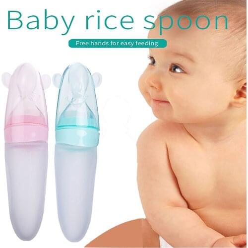 2019 Baby Training Feeder Newborn Baby Squeezing Feeding Bottle Rice Spoon Supplement Safe Tableware Tools