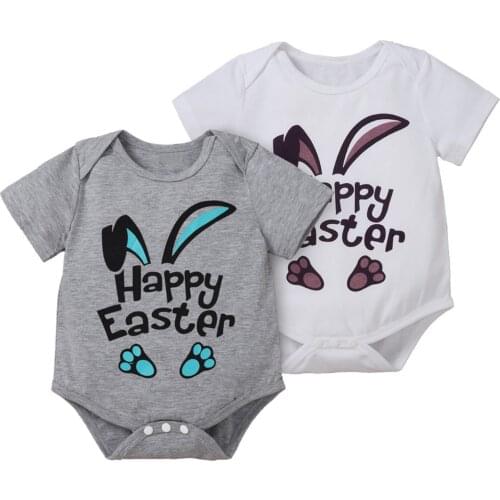 2021 Summer Newborn Boys Girls Cotton Short Sleeve Jumpsuits Clothes Baby Letter Print Rompers Children Rompers