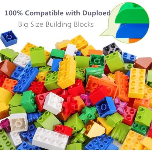 260Pcs Quality Big Size Building Blocks Compatible Duploed Colorful Bulk Bricks with Figurine Accessories Toys for Children