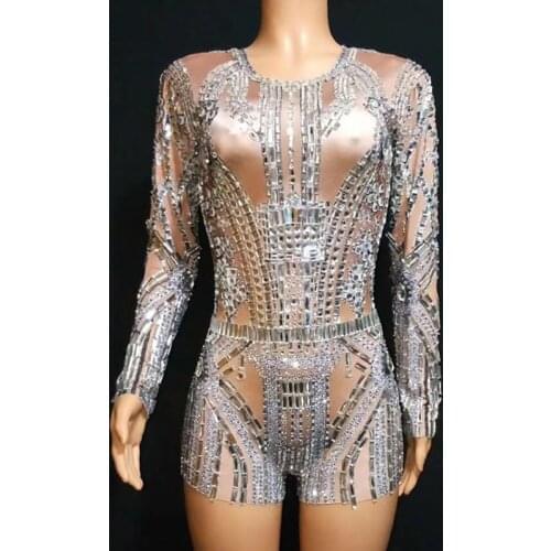 Beyonce 2019 Sexy Nude Bodysuit Party Outfits Nightclub Jumpsuit / Ceremonial Dress Singers Costume GoGo Dance Wear VDB1010