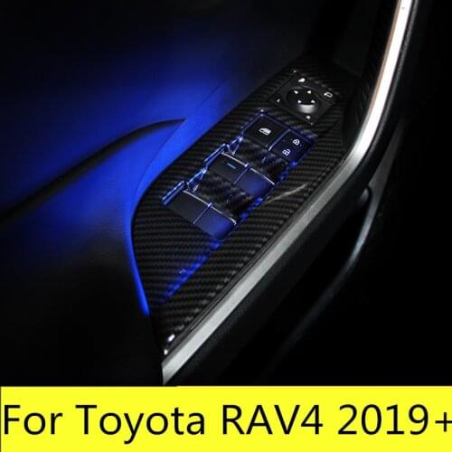 Door Armrest Frame Panel Trim Atmosphere Light For Toyota RAV4 2019 Car Door Window Button Frame Lamp For Toyota RAV4 2020