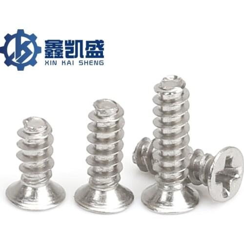 GB846-B M1-M1.7 Environmental Friendly Nickel Plated Cross Countersunk Head Flat Tail Self Tapping Screw Flat Head Screw 100PCS