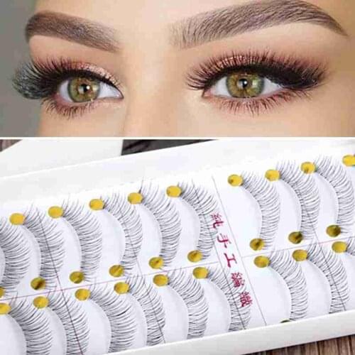 Handmade Nude Color Artificial Long Eyelashes Makeup False Eyelashes 10 Natural Eyelashes Artificial Eyelashes