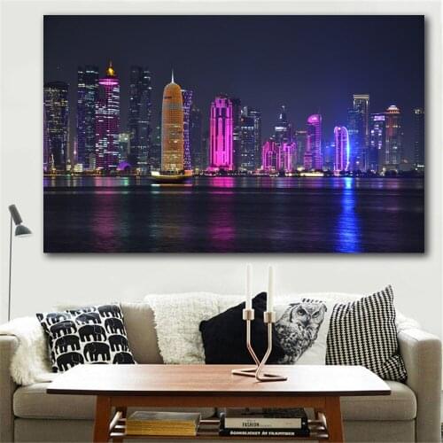 Canvas Painting Sunset View City Building landscape On the Wall Art Poster And Prints For Living Room Home Decor No Frame