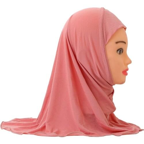 H061 Beautiful plain small girl hijab simple cute hijab hats womens caps can fit 2-7 years old girls