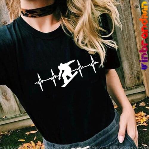 Summer Trendy Snowboarder SKI T-shirt Women Fashion Snowboarding Rider Gift Short Sleeved Crew Neck Tops Tee female Streetwear