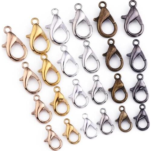 20-50Pcs/lot Metal Lobster Clasp Hooks End Connectors For DIY Making Necklace Bracelet Buckle Jewelry Findings Accessories