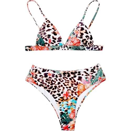 Micro Bikini Womens Leopard Printing Stitching Split Swimsuit Sexy Swimwear Женский Купальник