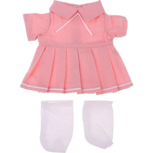 Lovely Pink Dress Socks Suit Pleated Dress for Mellchan Baby Girl Dolls Clothes Accessories for Kids Gift