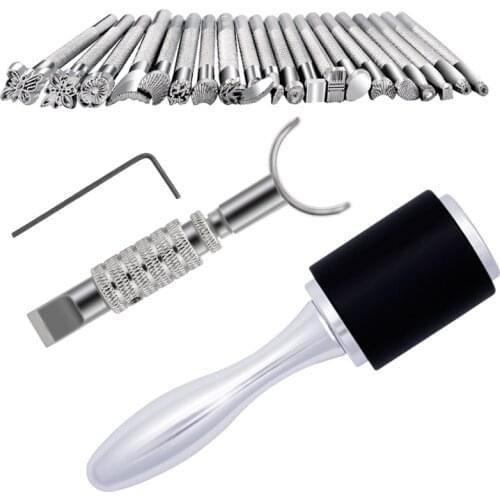 KAOBUY 22PCS Leather Tool Kit With Leather Stamping Tools, Swivel Knife, Leather Working Hammer For Leather Craft DIY