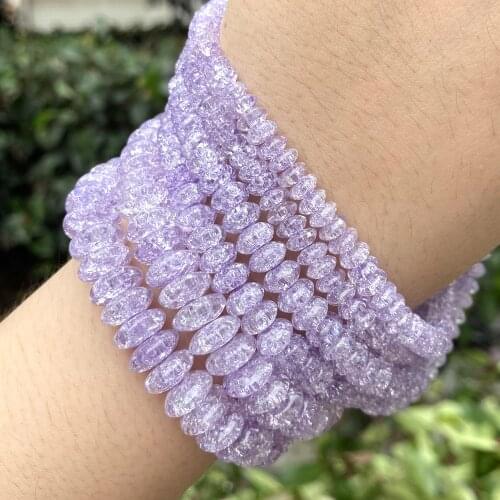Natural Purple Cracked Crystal Rondelle Stone Beads For Jewelry Making 6*3 8*4 10*5mm Spacer Loose Beads Diy Bracelet Necklace
