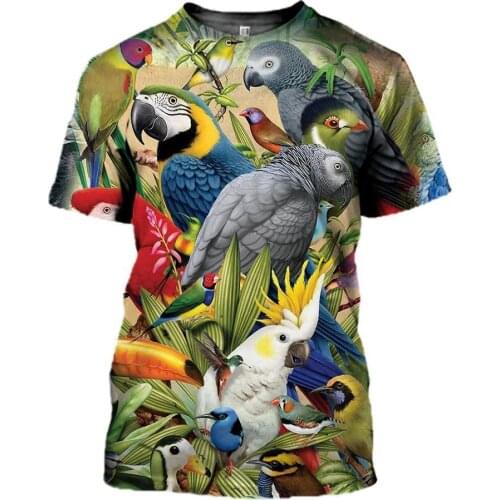 2021 New Summer Fashion T shirt Men 3D Printed animal Parrots T-shirt Unisex Harajuku Streetwear Tops Camiseta Masculina YW848